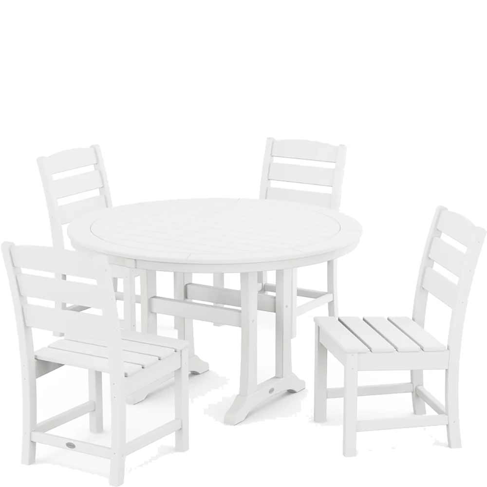 POLYWOOD® Lakeside Side Chair 5-Piece Round Dining Set With Trestle Legs - PWS1125-1