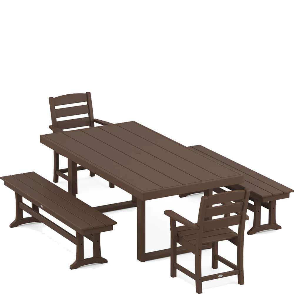 POLYWOOD® Lakeside 5-Piece Dining Set with Benches - PWS877-1