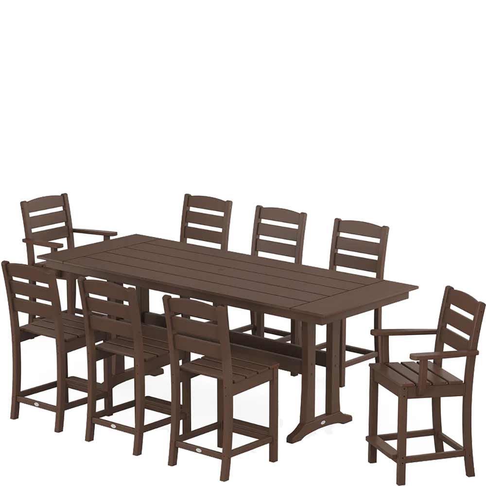 POLYWOOD® Lakeside 9-Piece Farmhouse Counter Set with Trestle Legs - PWS1890-1