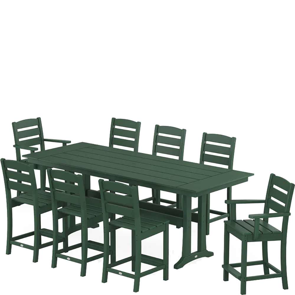 POLYWOOD® Lakeside 9-Piece Farmhouse Counter Set with Trestle Legs - PWS1890-1