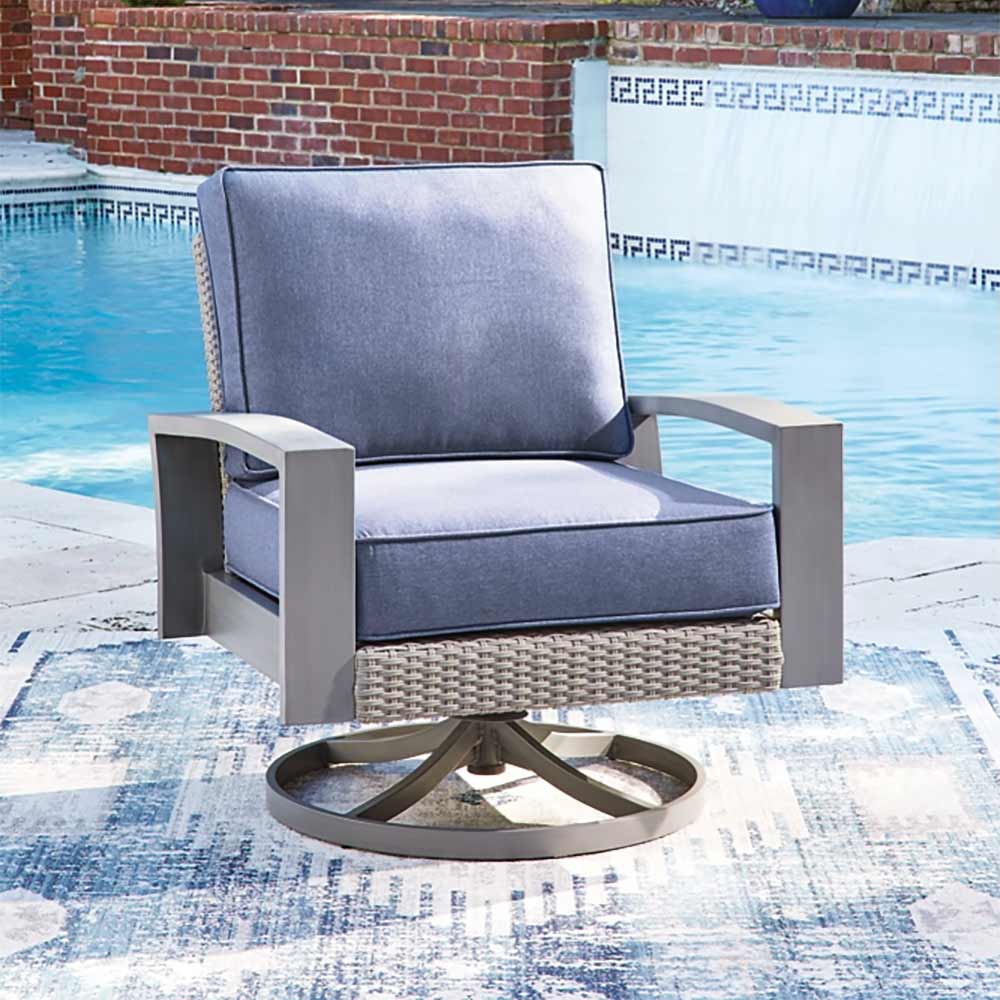 Ashley Furniture - Dillon Beach Outdoor Swivel Lounge Chair with Cushion Chair Ashley Furniture