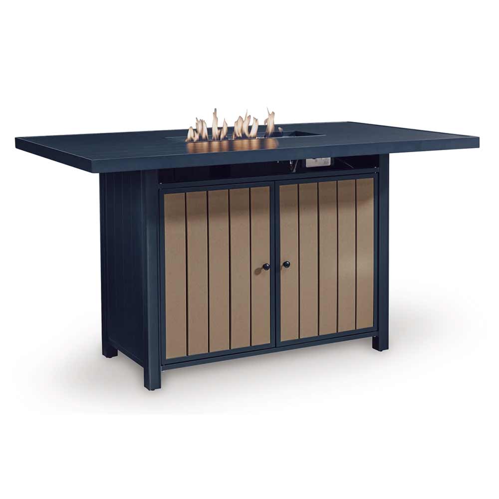 Ashley Furniture - Mabry Shores Outdoor Bar Table with Fire Pit Bar Cart Ashley Furniture