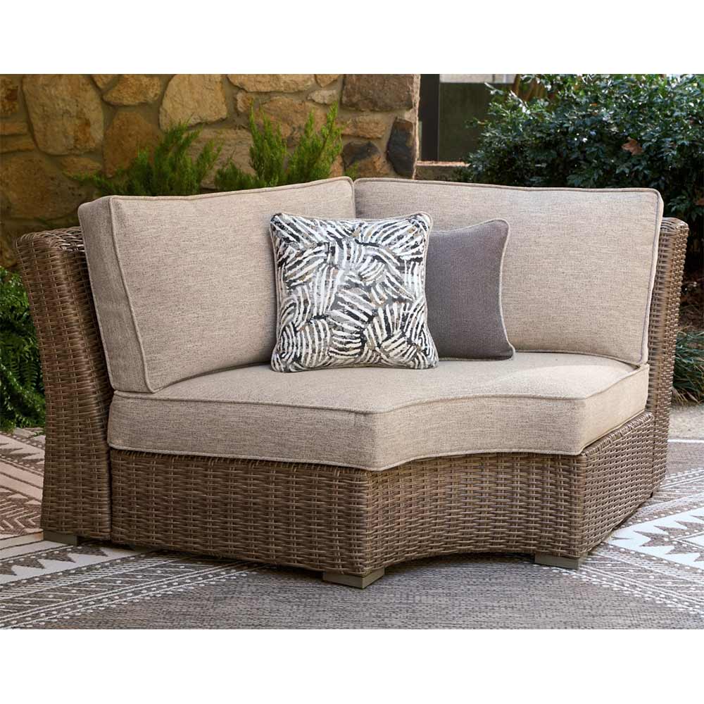 Ashley Furniture - Revare Beach Outdoor Curved Corner Chair with Cushion Chair Ashley Furniture