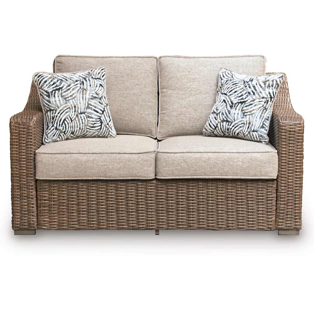 Ashley Furniture - Revare Beach Outdoor Loveseat with Cushion Loveseat Ashley Furniture