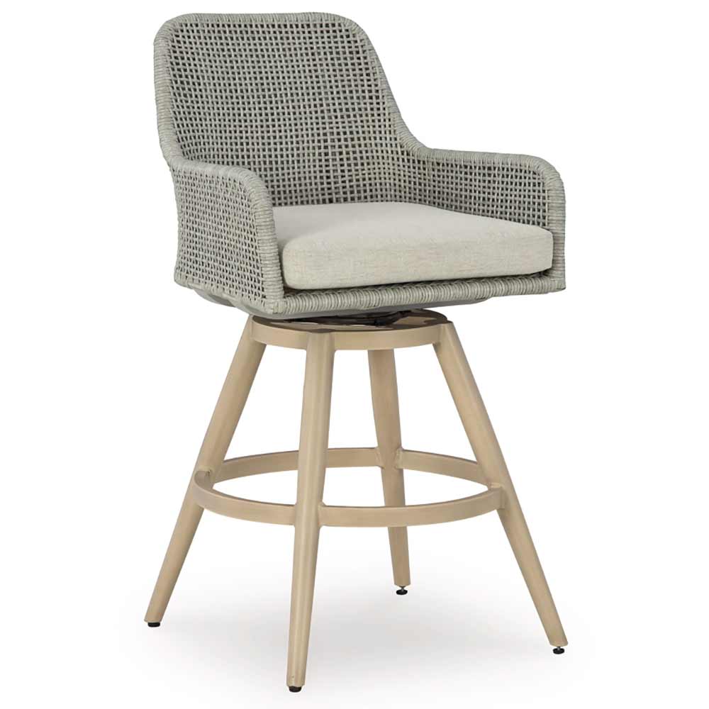 Ashley Furniture - Seton Creek Outdoor Bar Height Barstool with Cushion (Set of 2) chairs Ashley Furniture