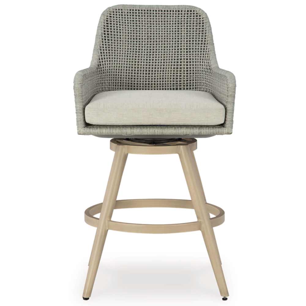 Ashley Furniture - Seton Creek Outdoor Bar Height Barstool with Cushion (Set of 2) chairs Ashley Furniture