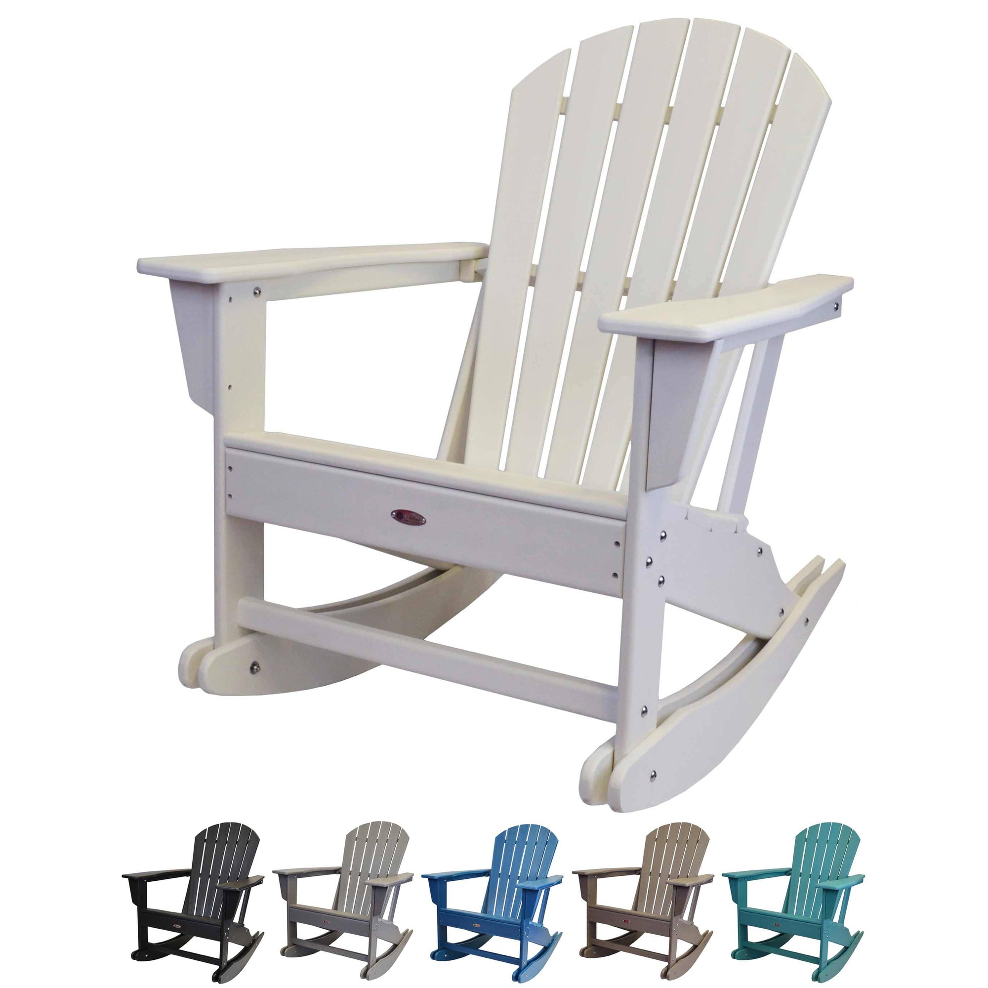 Atlas Patio Furniture - Surf City Poly Adirondack Rocking Chair - White