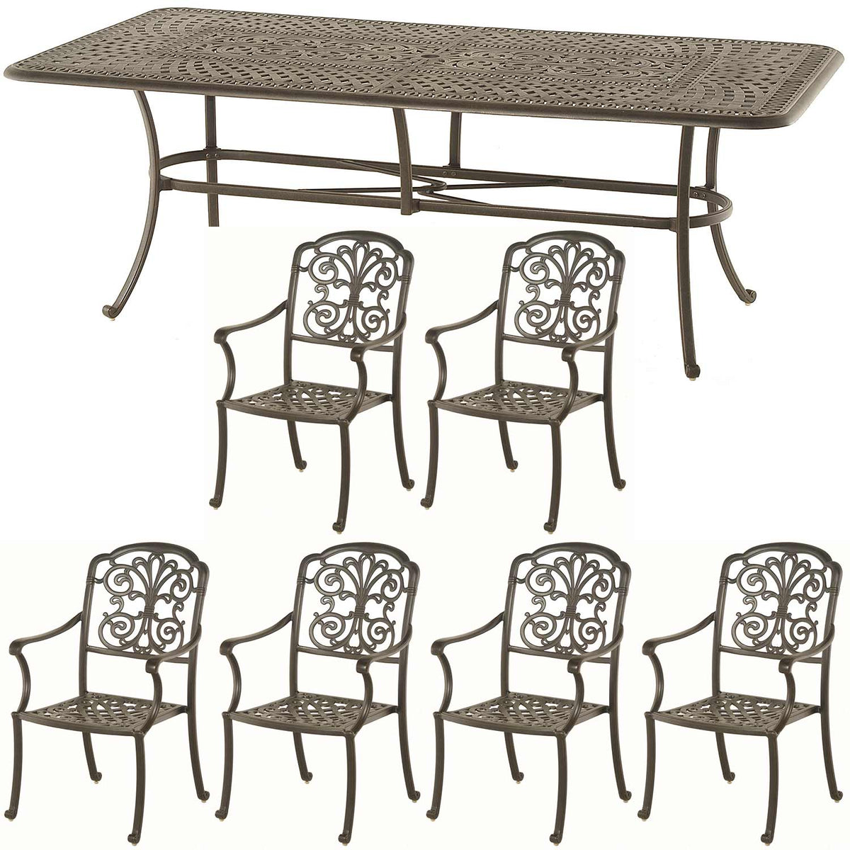 Hanamint Bella 42&quot; x 84&quot; Rectangular Table,  6 Chairs