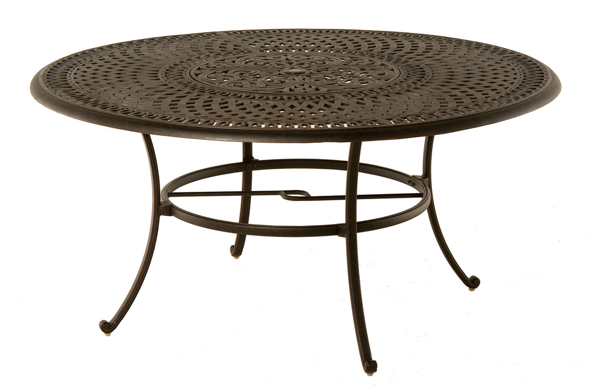 Hanamint Bella 60&quot; Round Inlaid Lazy Susan Table, 4 Chairs, 2 Swivel Chairs