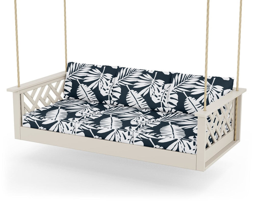 Chippendale Daybed Swing - Sand / Leaf Marine Indigo