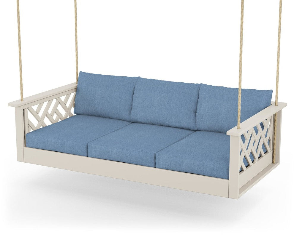 Chippendale Daybed Swing - Sand / Sky Blue