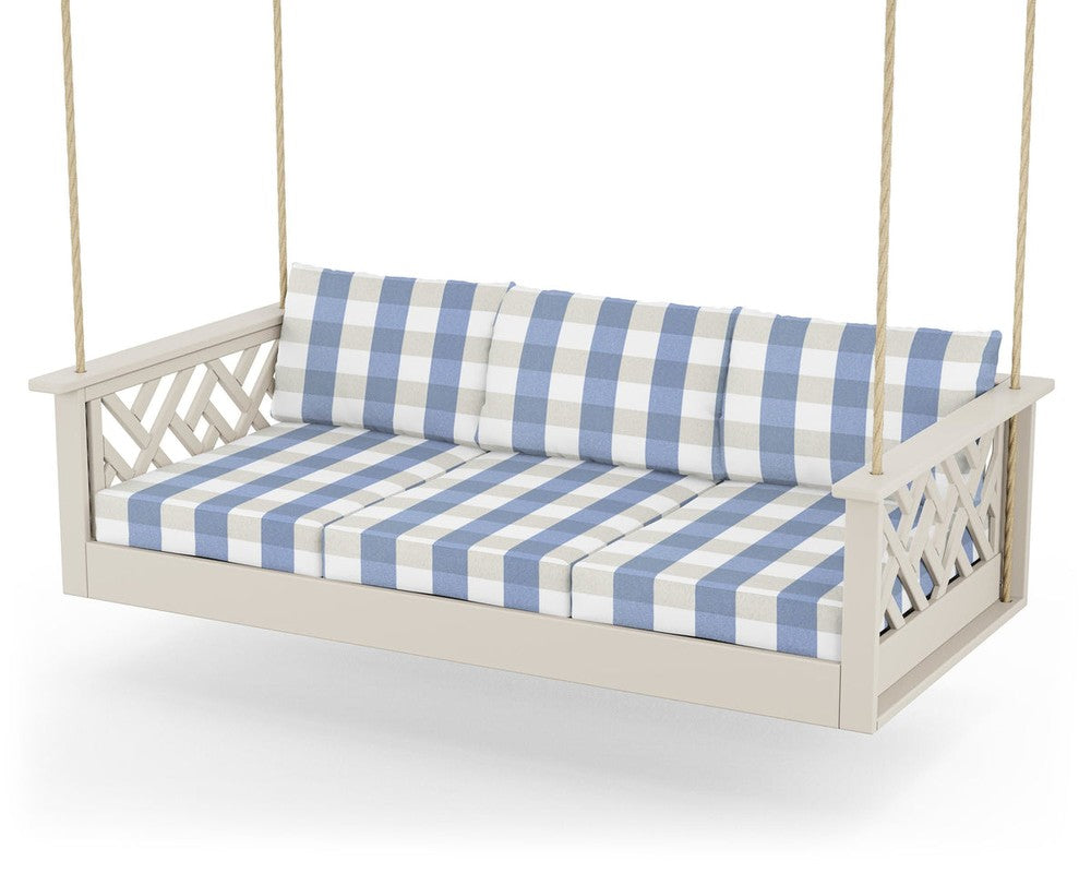 Chippendale Daybed Swing - Sand / Cabana Stripe Sky Blue
