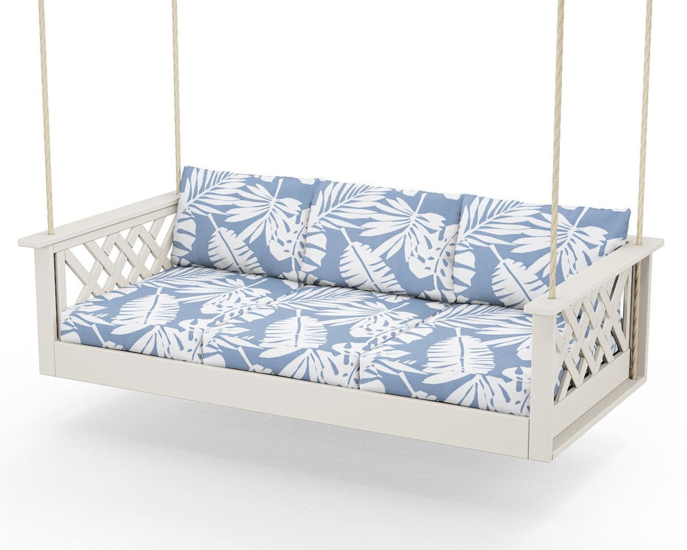 Wovendale Daybed Swing - Sand / Leaf Sky Blue
