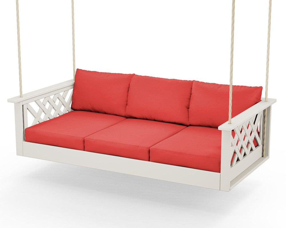 Wovendale Daybed Swing - Sand / Crimson Linen