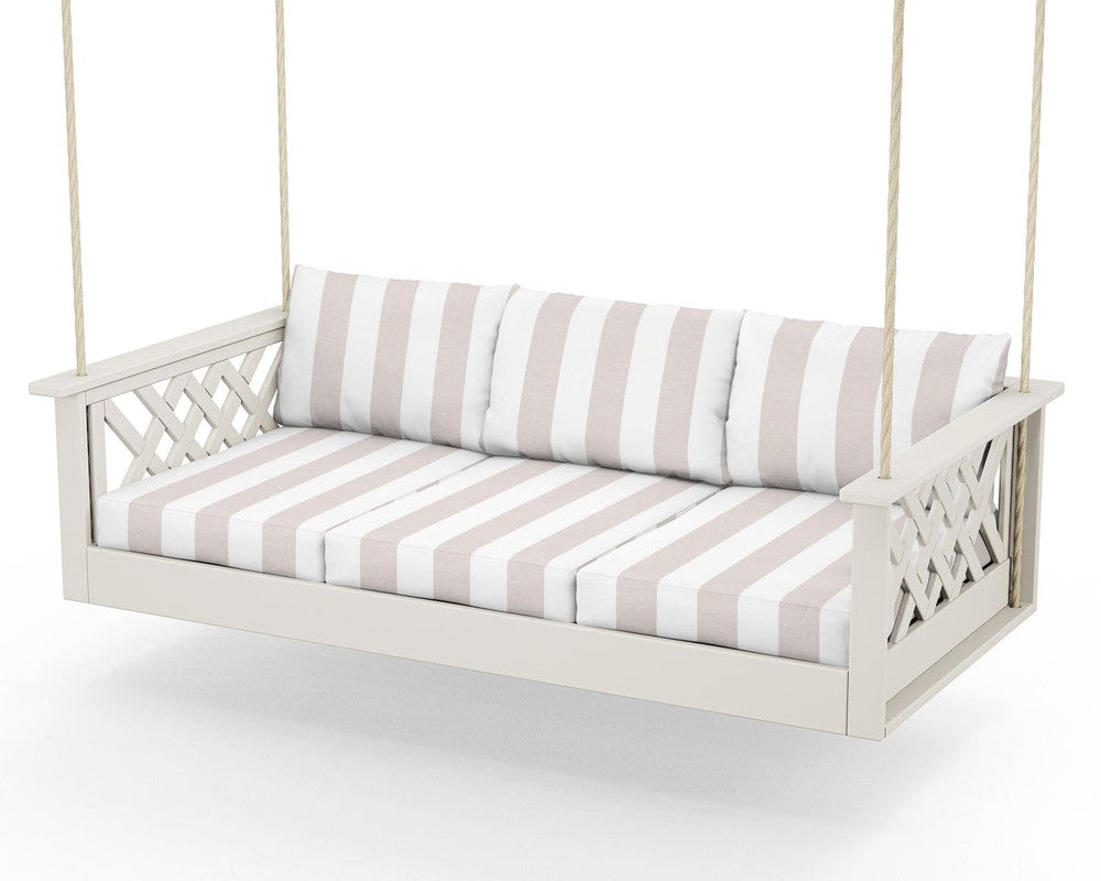 Wovendale Daybed Swing - Sand / Cabana Stripe Dune Burlap