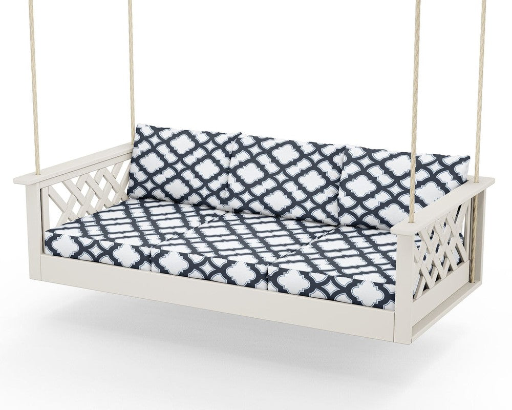 Wovendale Daybed Swing - Sand / Trellis Marine Indigo