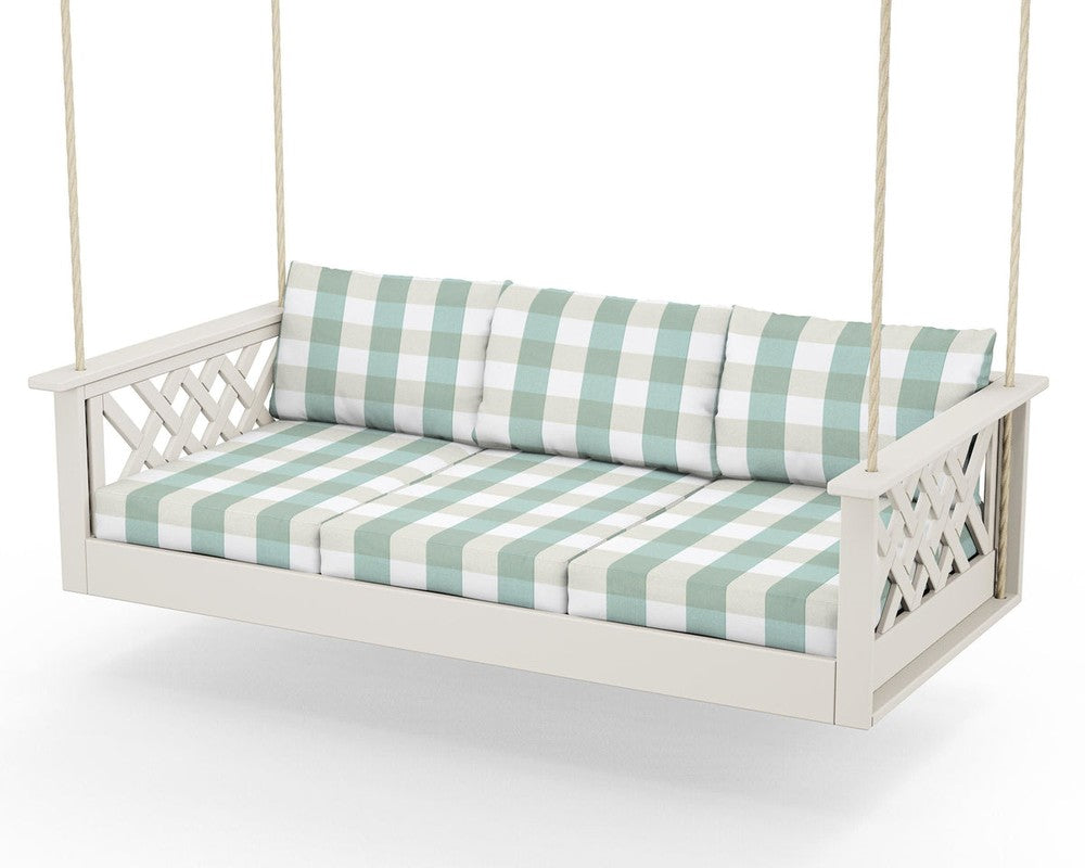 Wovendale Daybed Swing - Sand / Buffalo Plaid Glacier Spa