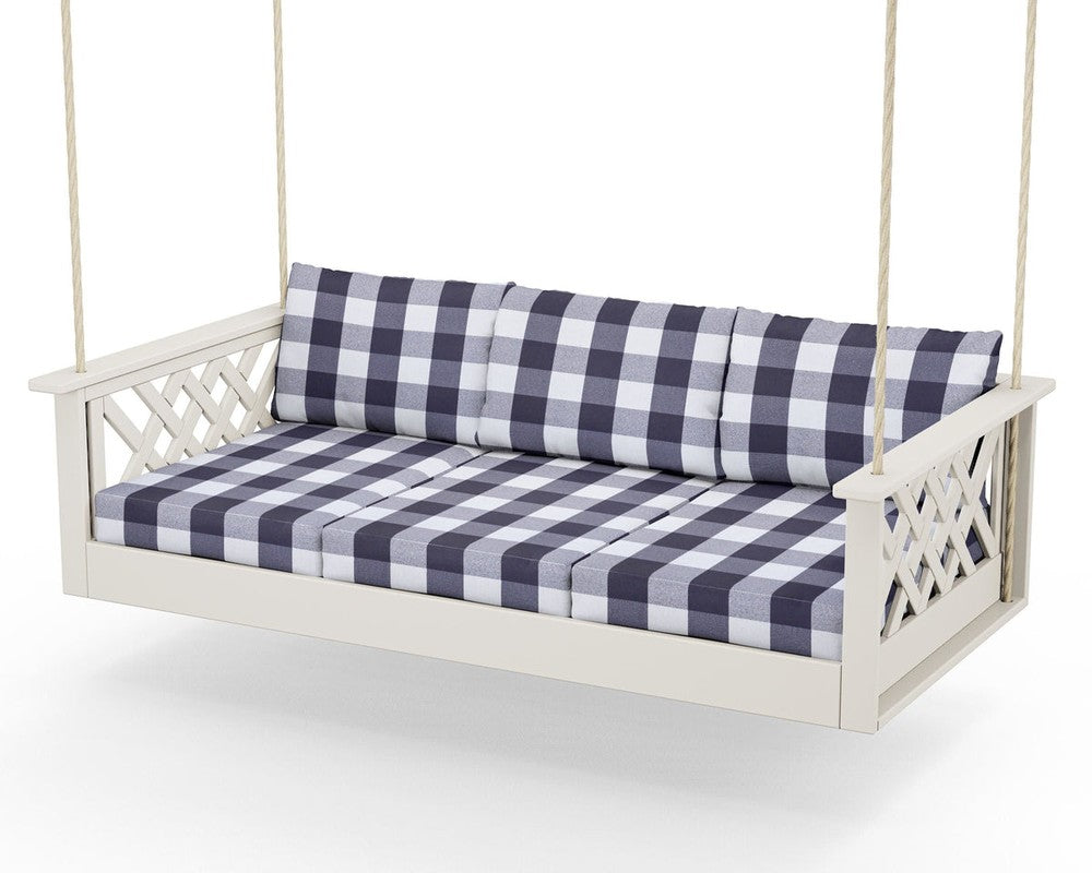 Wovendale Daybed Swing - Sand / Buffalo Plaid Navy