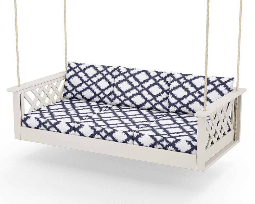 Wovendale Daybed Swing - Sand / Trellis Navy