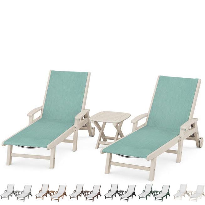 POLYWOOD® Coastal 3-Piece Wheeled Chaise Set - PWS423-1 Chaise POLYWOOD®