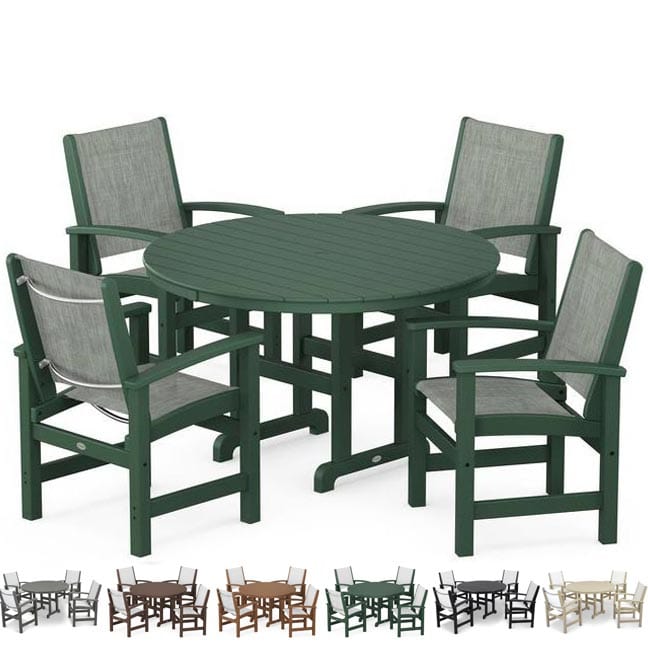 POLYWOOD® Dining Set - Coastal 5-Piece Round Farmhouse - PWS155-1 Dining Set POLYWOOD®