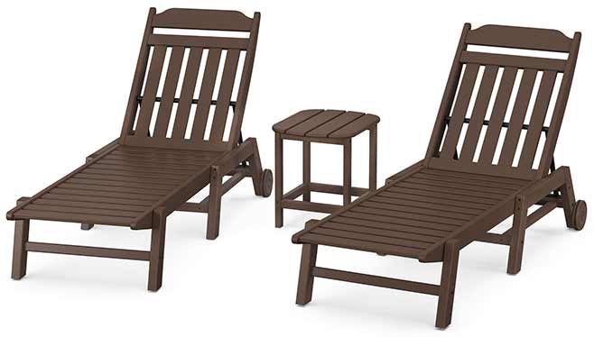 POLYWOOD® Country Living 3-Piece Chaise Set with Wheels - PWS1553-1