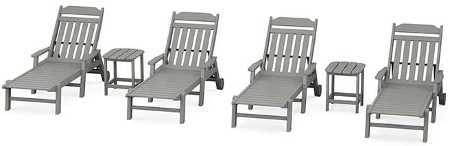 POLYWOOD® Country Living 6-Piece Chaise Set with Arms and Wheels - PWS1558-1 Chaise POLYWOOD®