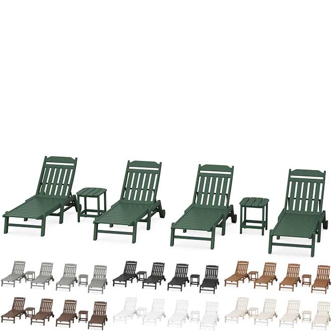 POLYWOOD® Country Living 6-Piece Chaise Set with Wheels - PWS1557-1