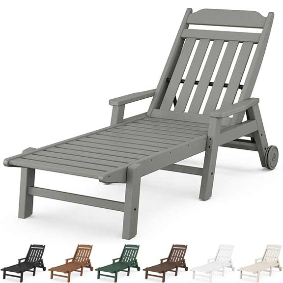 POLYWOOD® Country Living Chaise with Arms and Wheels - CLCW2280