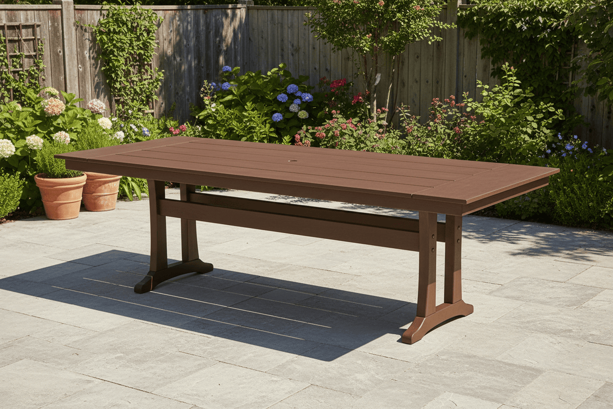 POLYWOOD® Farmhouse Trestle 38" x 96" Dining Table - PL84-T1L1