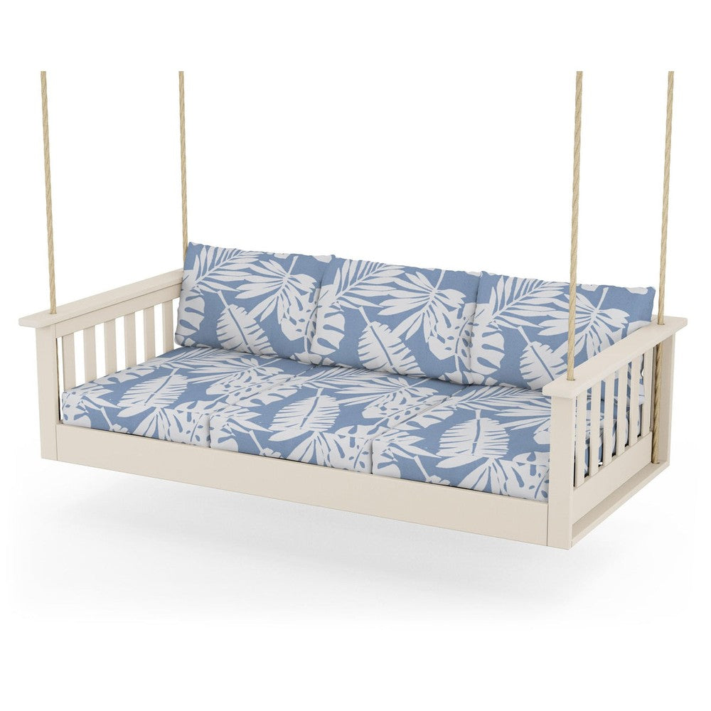 Vineyard Daybed Swing - Sand / Leaf Sky Blue