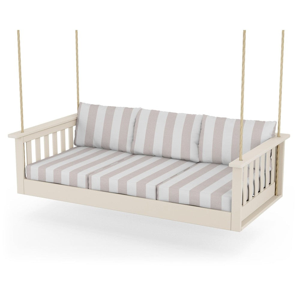 Vineyard Daybed Swing - Sand / Cabana Stripe Dune Burlap