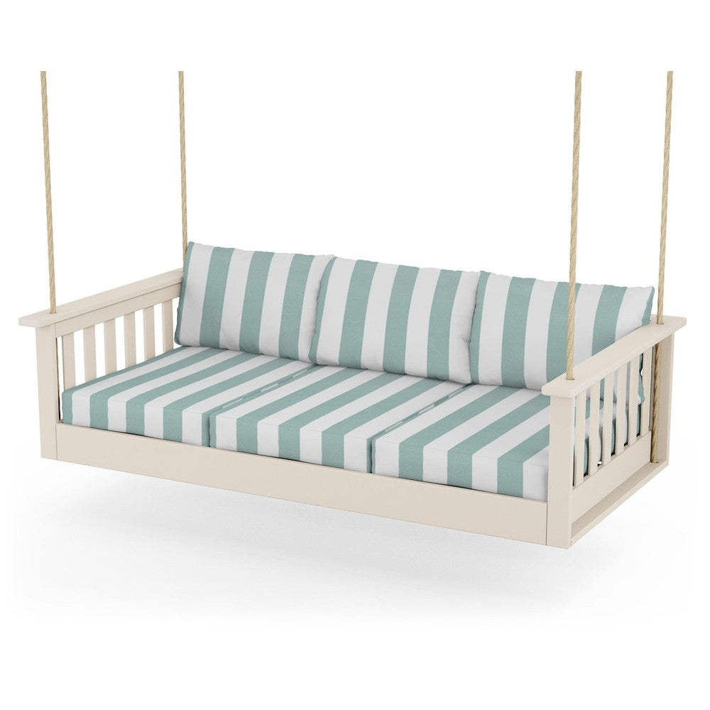 Vineyard Daybed Swing - Sand / Cabana Stripe Glacier Spa