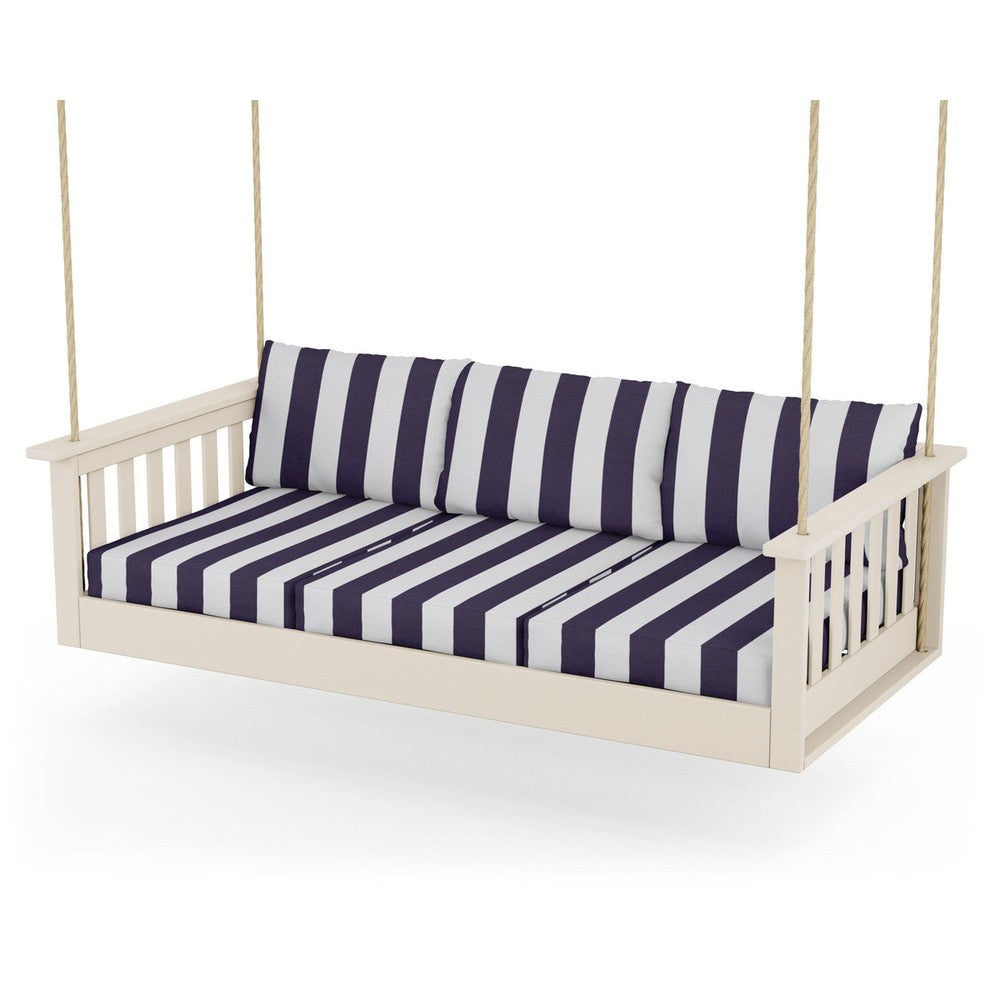 Vineyard Daybed Swing - Sand / Cabana Stripe Navy