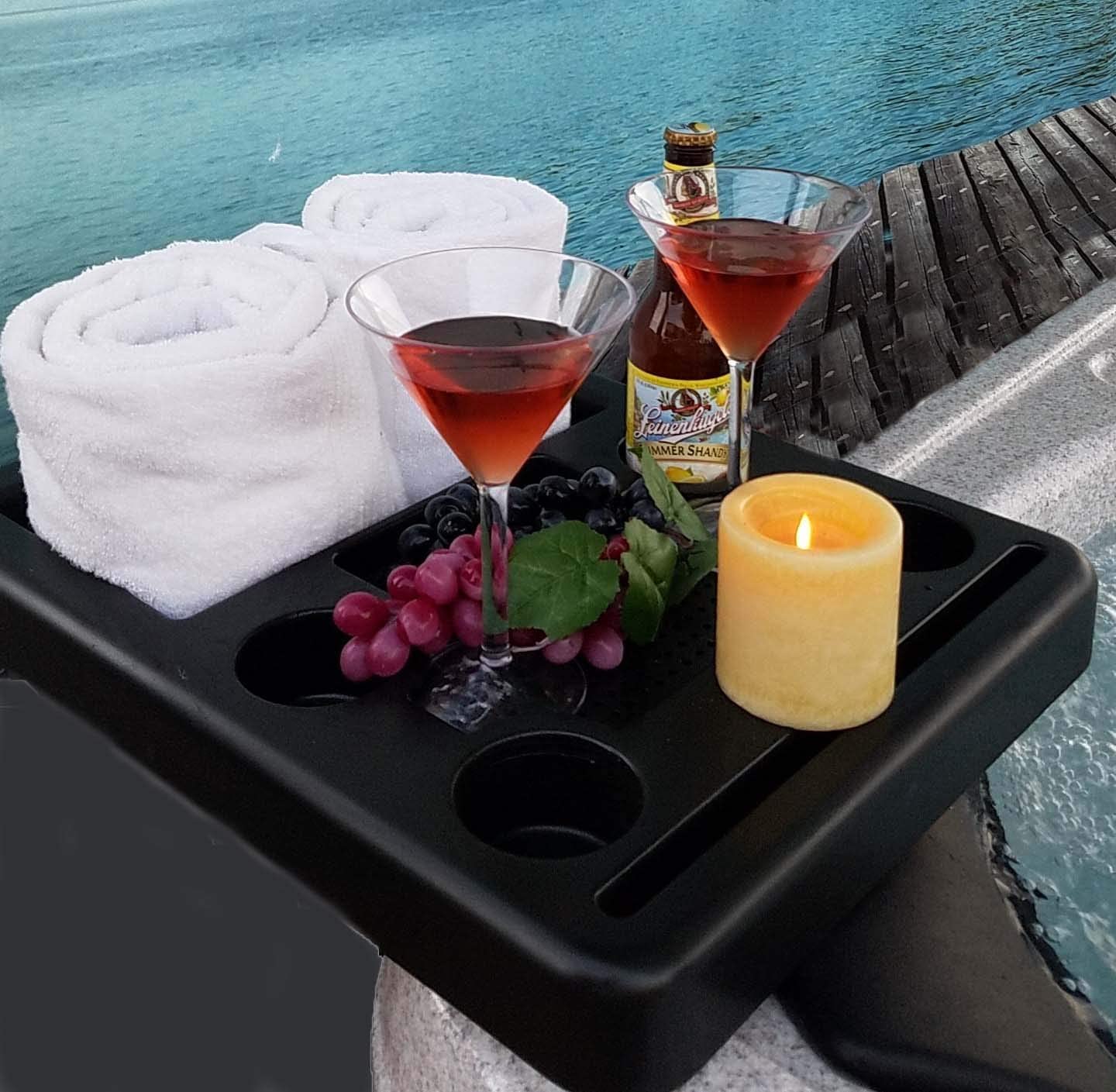 Hot Tub Towel Holder, Snack Tray, iPhone and Tablet Stand