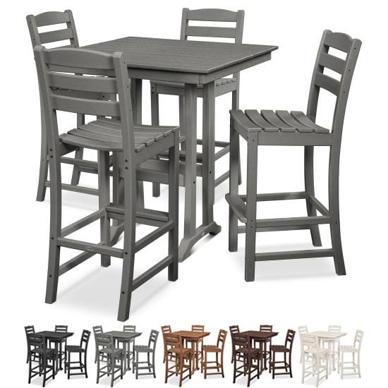 POLYWOOD® - La Casa Café 5-Piece Farmhouse Trestle Bar Set - PWS435-1 Dining Set POLYWOOD®