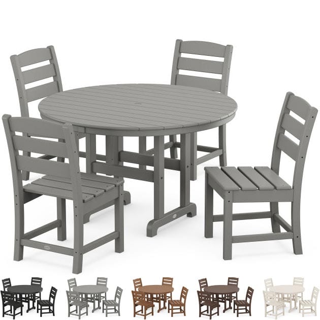 POLYWOOD® Dining Set - Lakeside 5-Piece Round Farmhouse Side Chair - PWS517-1 Dining Set POLYWOOD®