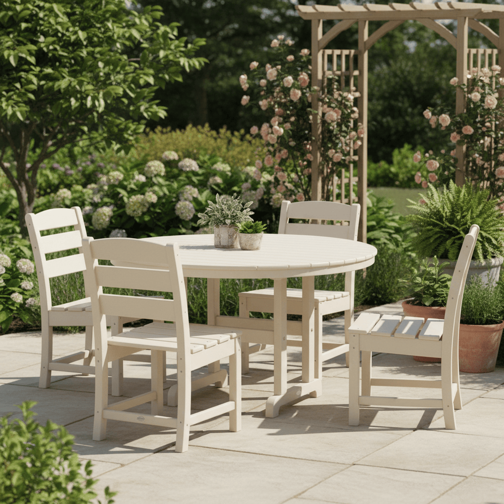 POLYWOOD® Dining Set - Lakeside 5-Piece Round Farmhouse Side Chair - PWS517-1 Dining Set POLYWOOD®
