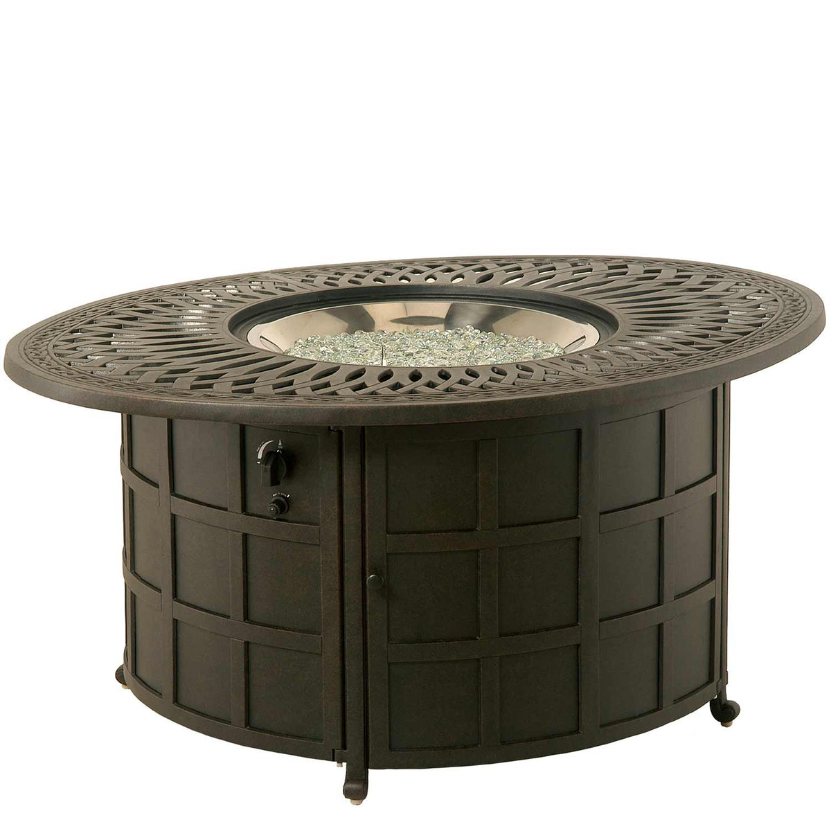 Hanamint Mayfair 39&quot; x 52&quot; Oval Enclosed Gas Fire Pit Table - 208091