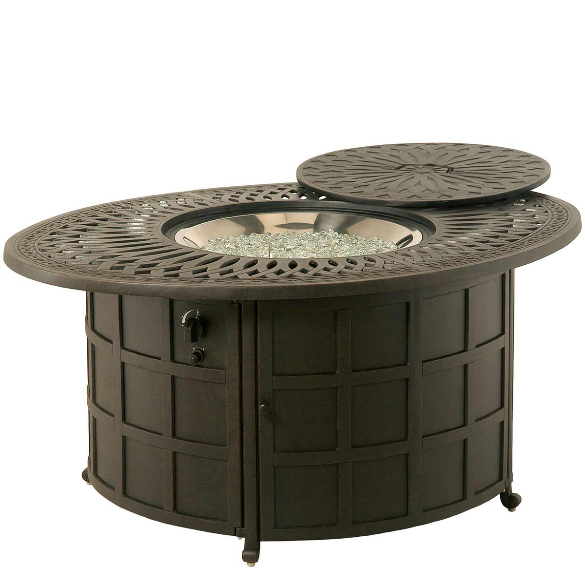 Hanamint Mayfair 39&quot; x 52&quot; Oval Enclosed Gas Fire Pit Table - 208091