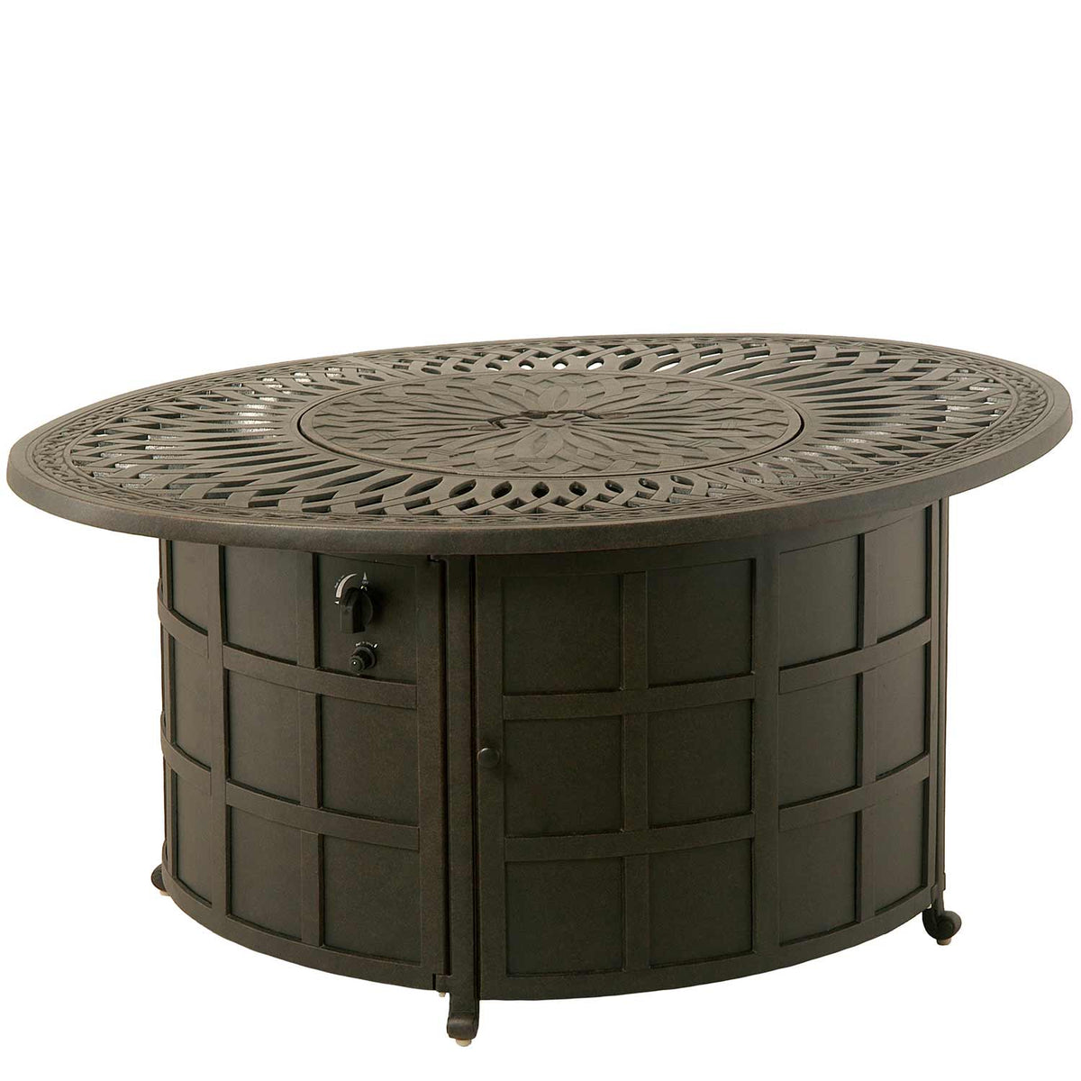 Hanamint Mayfair 39&quot; x 52&quot; Oval Enclosed Gas Fire Pit Table - 208091