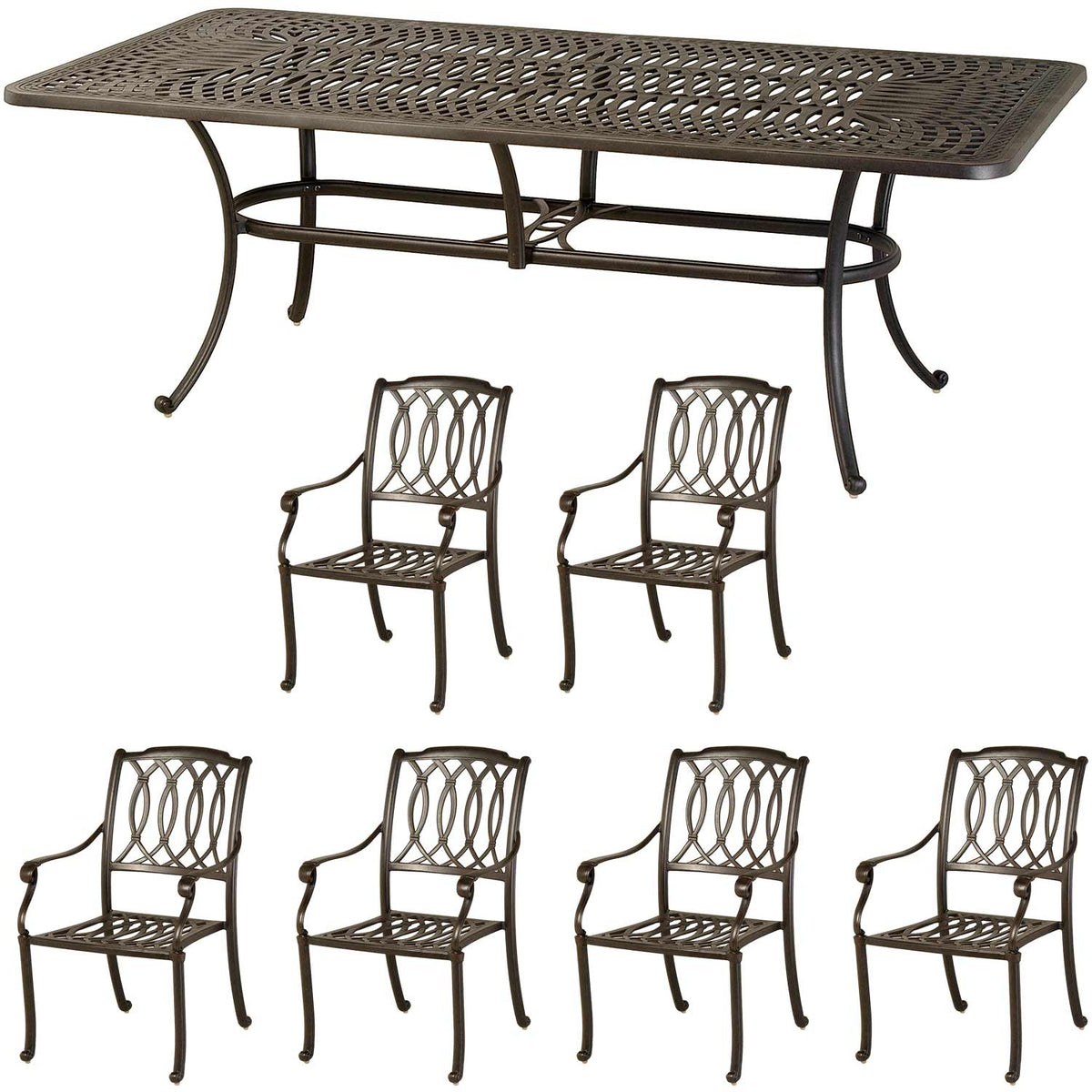 Hanamint Mayfair 42&quot; x 84&quot; Rectangular Table, 6 Chairs