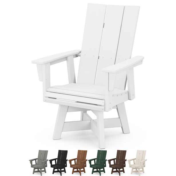 POLYWOOD® Modern Curveback Adirondack Swivel Dining Chair - ADDSV620