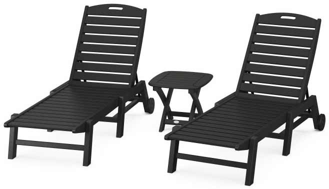 POLYWOOD® Nautical 3-Piece Chaise With Wheels Set - PWS157-1