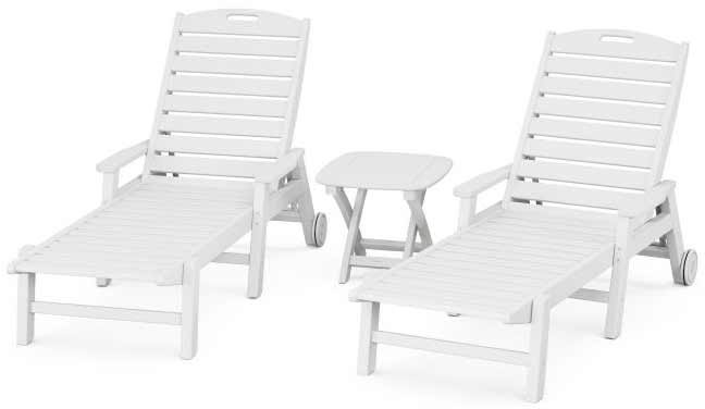 POLYWOOD® Nautical 3-Piece Chaise Set With Arms - PWS145-1