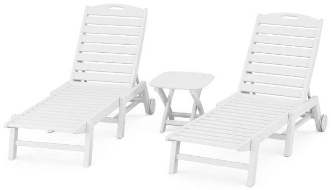 POLYWOOD® Nautical 3-Piece Chaise With Wheels Set - PWS157-1