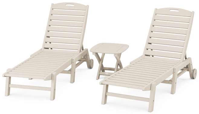 POLYWOOD® Nautical 3-Piece Chaise With Wheels Set - PWS157-1