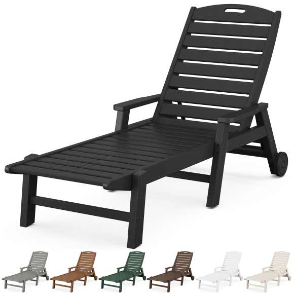 POLYWOOD® Nautical Chaise with Arms &amp; Wheels - NCW2280