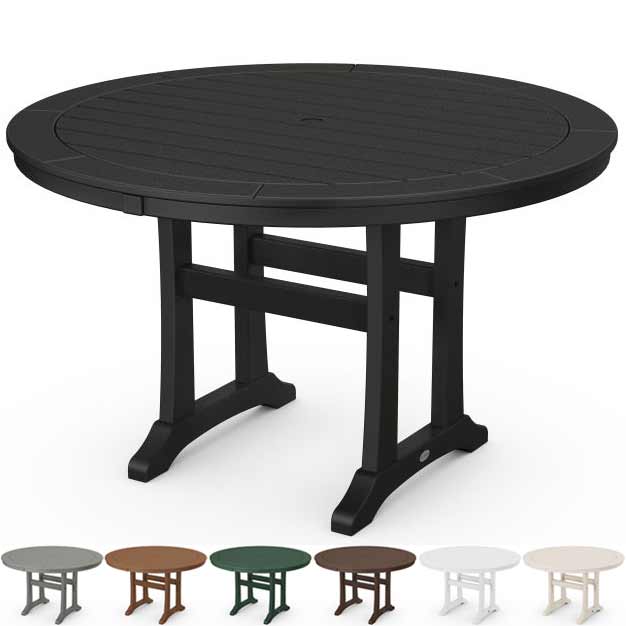 POLYWOOD® Nautical Trestle 48&quot; Round Dining Table - RT448-L1