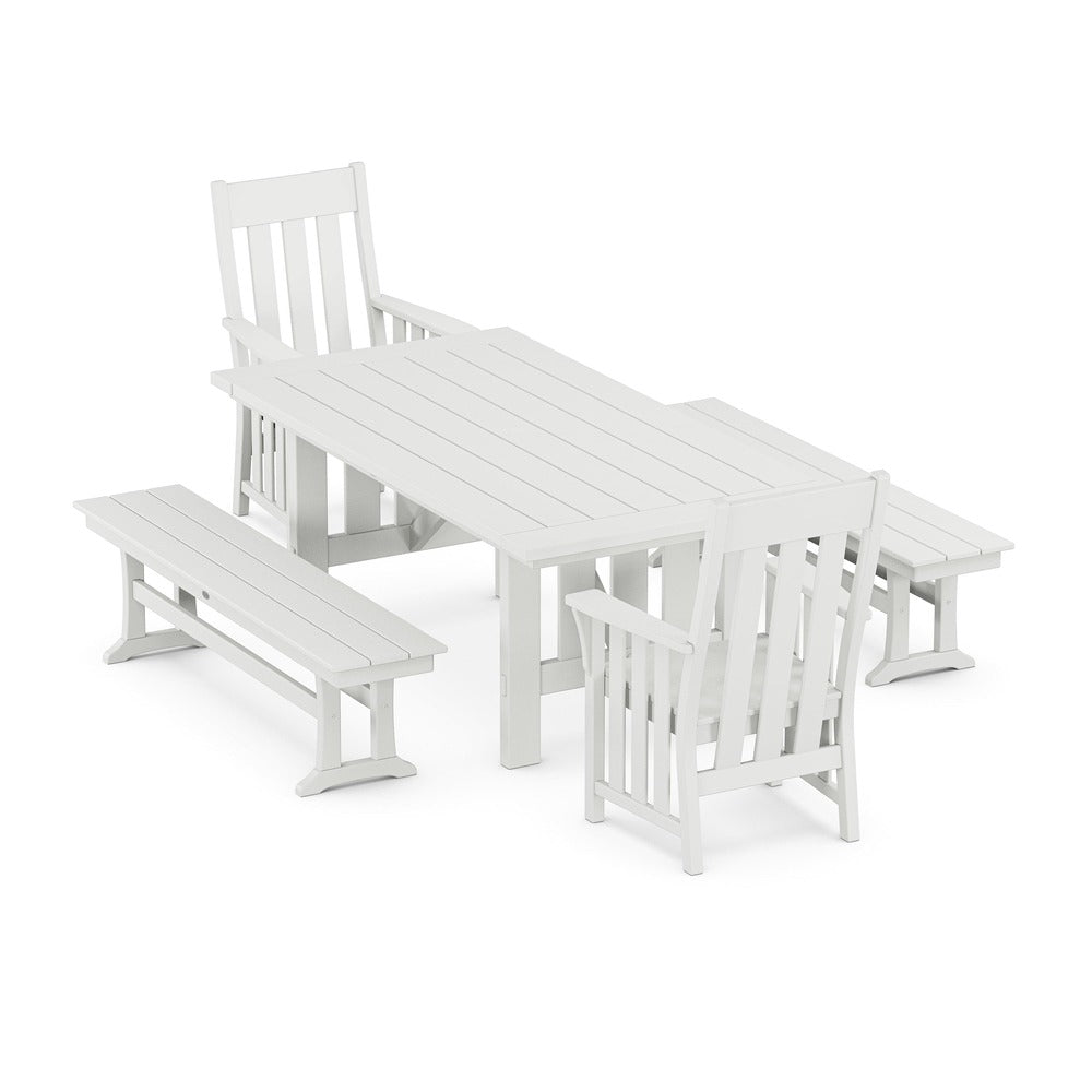 POLYWOOD® Acadia 5-Piece Dining Set with Benches - PWS2550-1 Dining Set POLYWOOD®